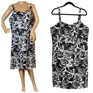 Lane Bryant sleeveless black white floral dress.  Size 18.